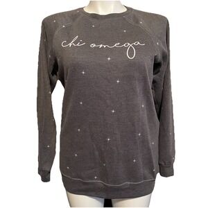 The Social Life Chi Omega Sweatshirt Sorority Crewneck Womens's L Celestial USA